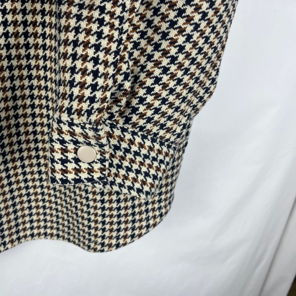 H&M Houndstooth Shacket Deep Navy/Cream/Tan Size L - Picture 10 of 13